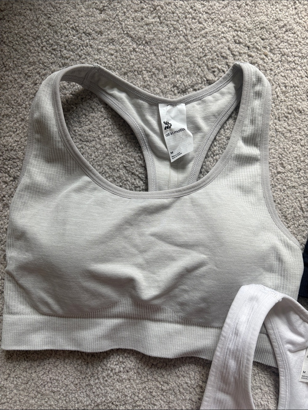 3-Pack Racerback Sports Bras - White, Black, Light Gray - Picture 4 of 5